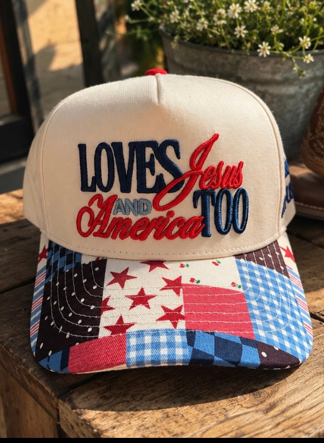 Loves Jesus and america too trucker hat